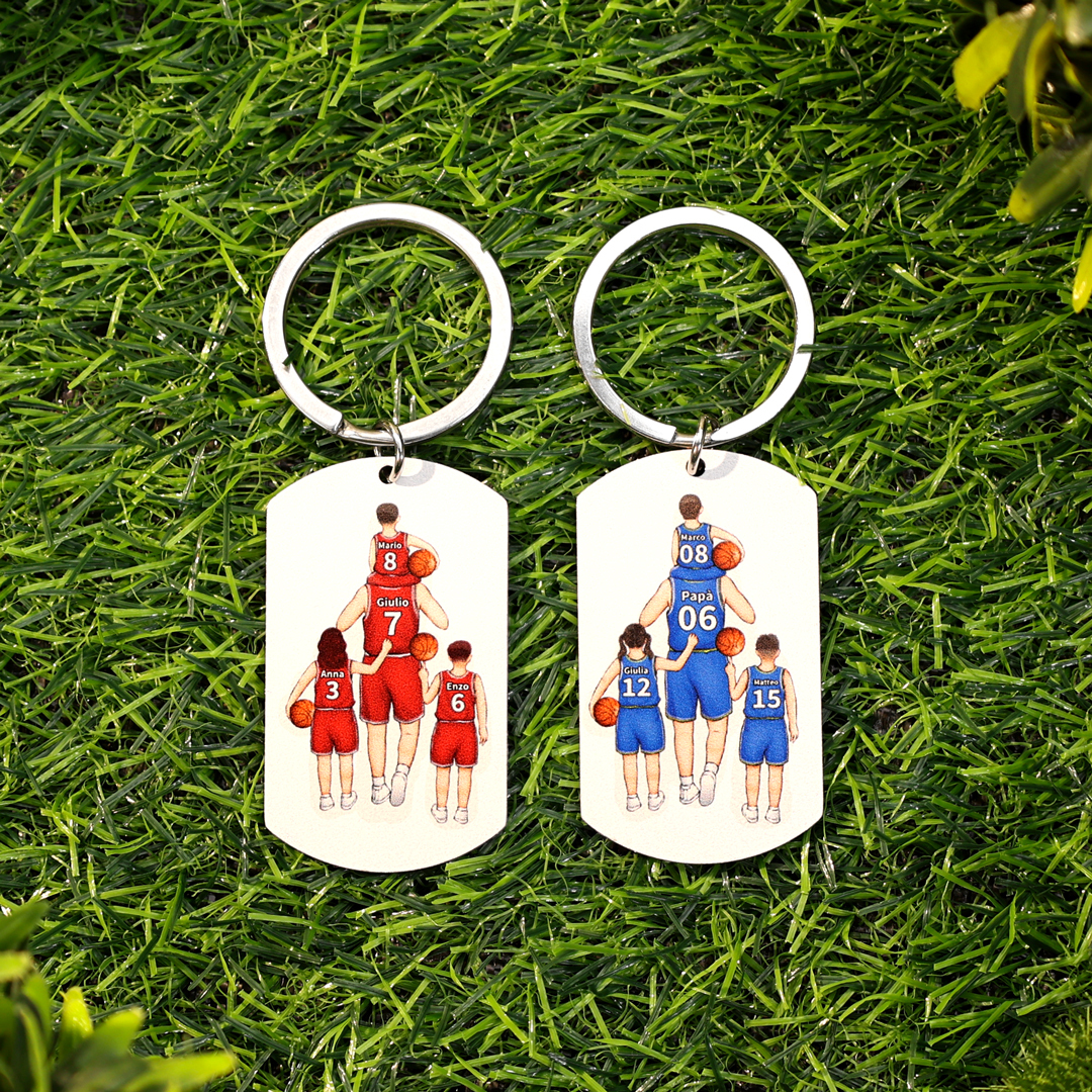 Portachiavi personalizzato a forma di pallone da basket, con incisione di 2-4 nomi Un regalo per papà | Jessemade