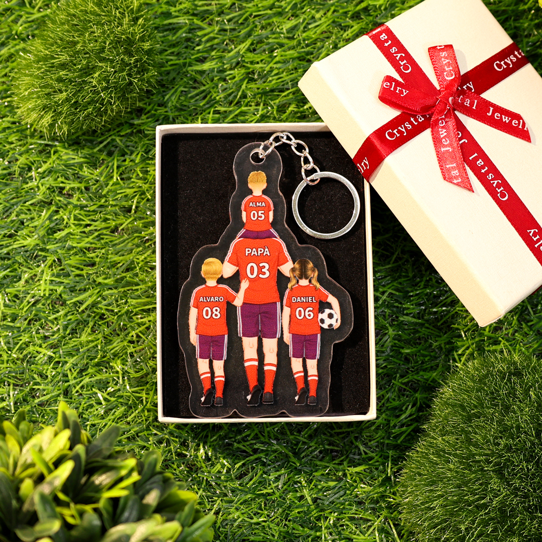 Portachiavi/Pendente acrilico da calcio con 2-4 nomi personalizzati Regali per la festa del papà | Jessemade