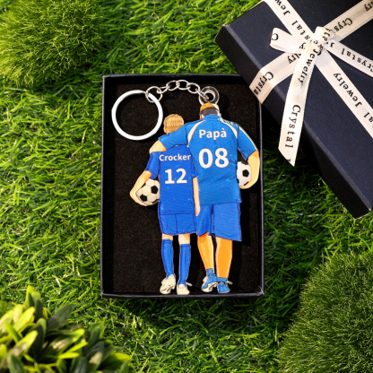 Portachiavi/Pendente Personalizzata in Acrilico – Design Padre e Figlio, Regalo a Tema Calcio per Famiglie | Jessemade