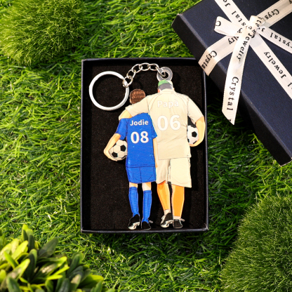 Portachiavi/Pendente Personalizzata in Acrilico – Design Padre e Figlio, Regalo a Tema Calcio per Famiglie | Jessemade
