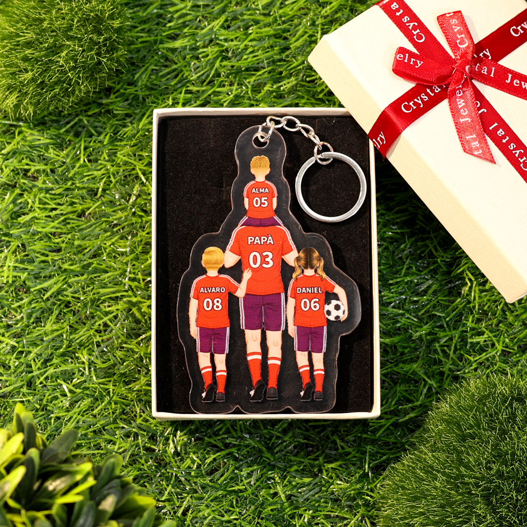 Portachiavi/Pendente acrilico da calcio con 2-4 nomi personalizzati Regali per la festa del papà | Jessemade