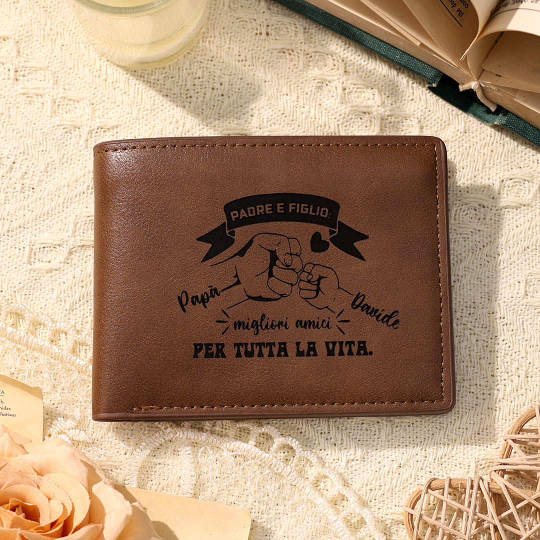 Portafoglio Personalizzato in Pelle PU con Nomi, Foto - “Padre e Figlio – Migliori Amici per Sempre” – Regalo Elegante per Papà | Jessemade