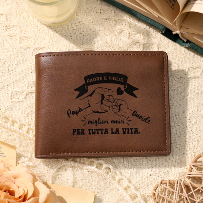 Portafoglio Personalizzato in Pelle PU con Nomi, Foto - “Padre e Figlio – Migliori Amici per Sempre” – Regalo Elegante per Papà | Jessemade