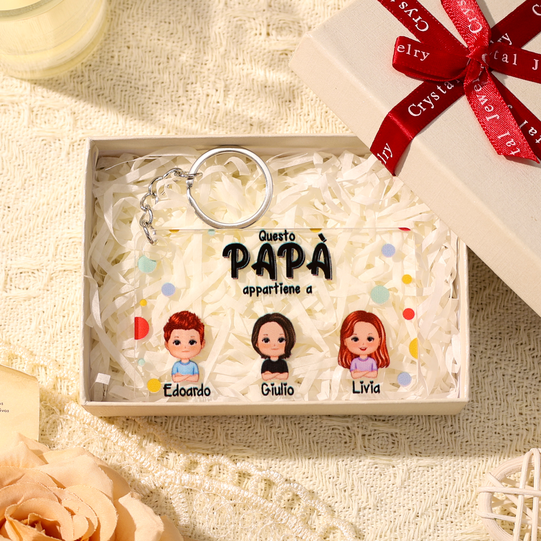 Portachiavi/Pendente in Acrilico Personalizzato – Incisione con 1-8 Nomi di Bambini – Regalo Perfetto per Papà | Jessemade
