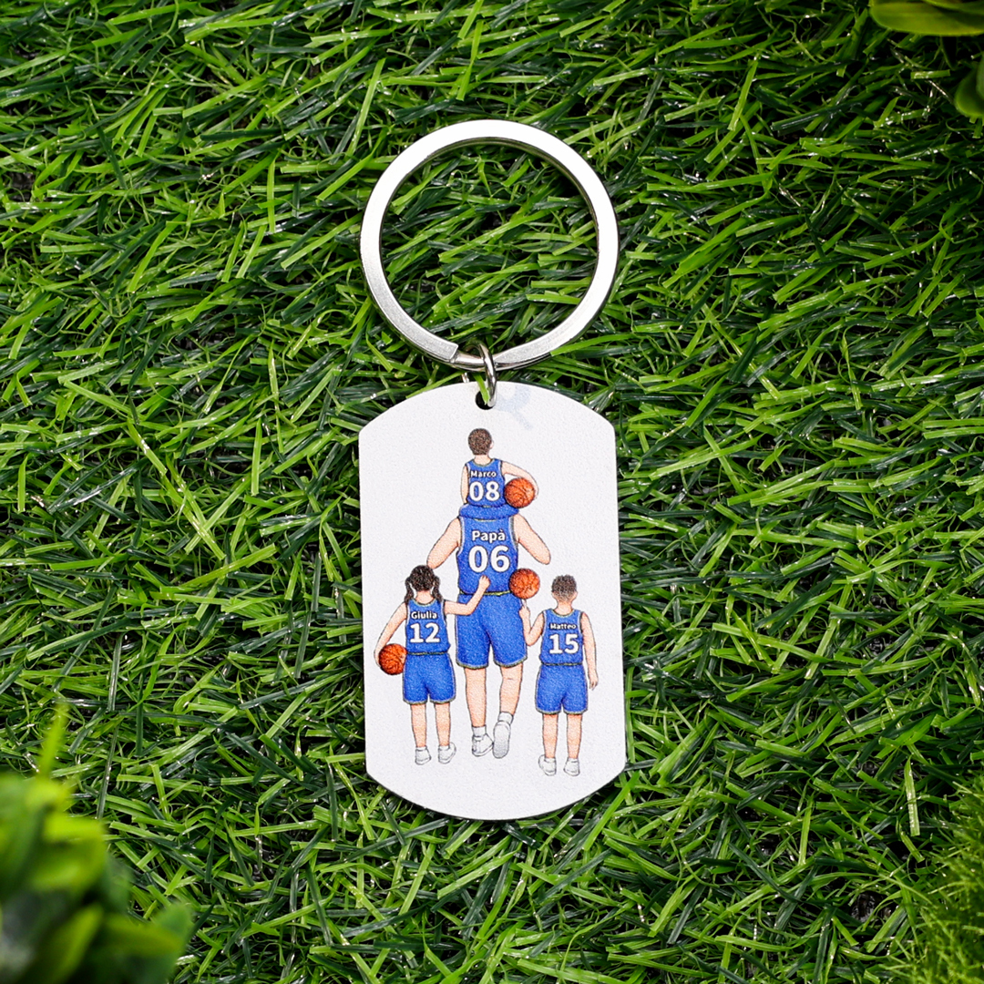 Portachiavi personalizzato a forma di pallone da basket, con incisione di 2-4 nomi Un regalo per papà | Jessemade