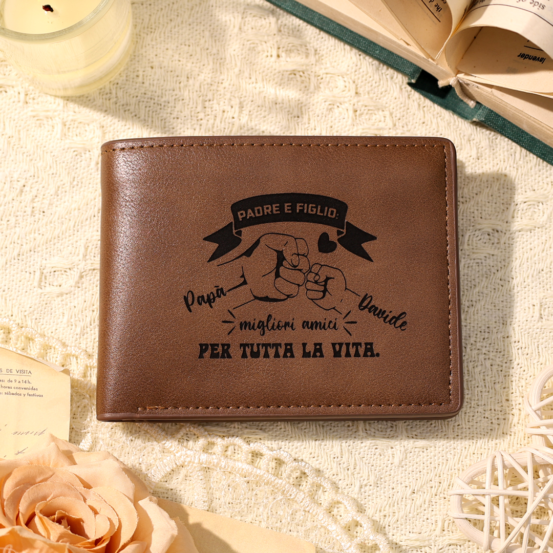 Portafoglio Personalizzato in Pelle PU con Nomi, Foto - “Padre e Figlio – Migliori Amici per Sempre” – Regalo Elegante per Papà | Jessemade