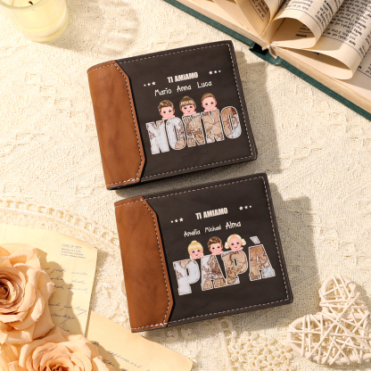 Portafoglio Personalizzato da Uomo in PU – Fino a 6 Nomi e Personaggi – Regalo Perfetto per Papà | Jessemade