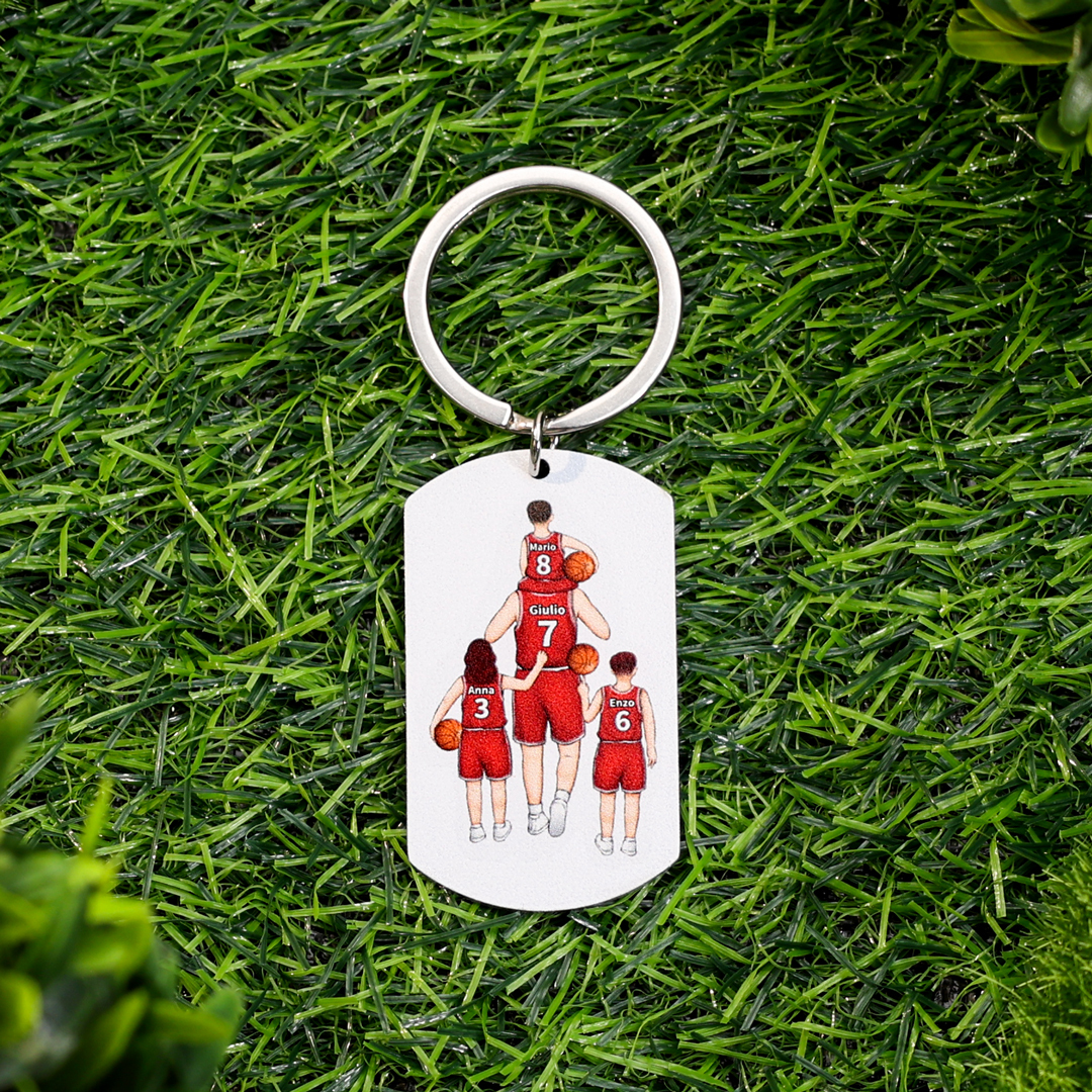 Portachiavi personalizzato a forma di pallone da basket, con incisione di 2-4 nomi Un regalo per papà | Jessemade