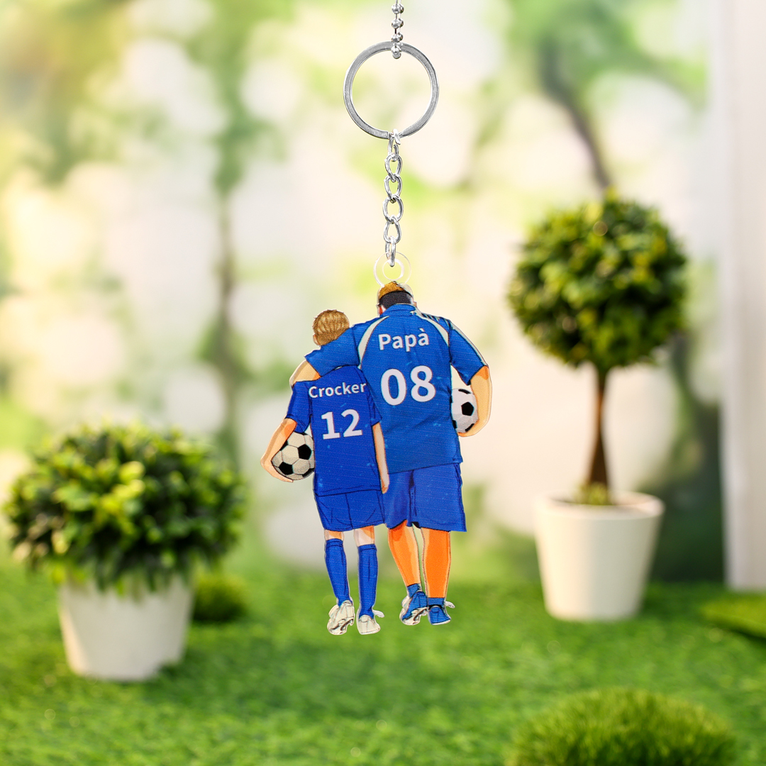Portachiavi/Pendente Personalizzata in Acrilico – Design Padre e Figlio, Regalo a Tema Calcio per Famiglie | Jessemade