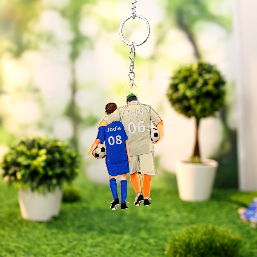 Portachiavi/Pendente Personalizzata in Acrilico – Design Padre e Figlio, Regalo a Tema Calcio per Famiglie | Jessemade