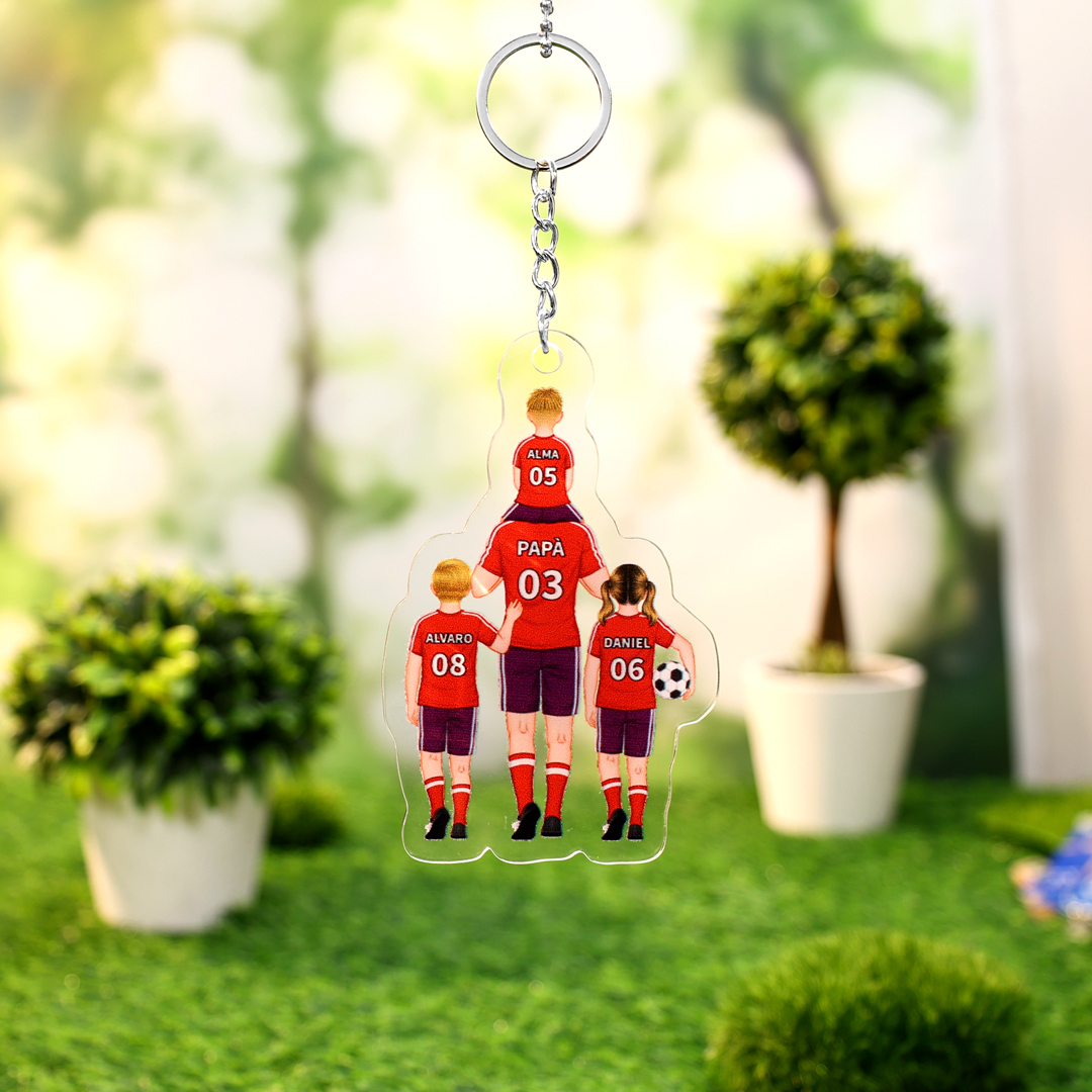 Portachiavi/Pendente acrilico da calcio con 2-4 nomi personalizzati Regali per la festa del papà | Jessemade