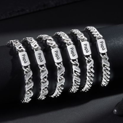 Bracciale Uomo in Acciaio Inossidabile Personalizzato – Incisione 2 Nomi & Testo – Regalo Speciale per Papà | Jessemade