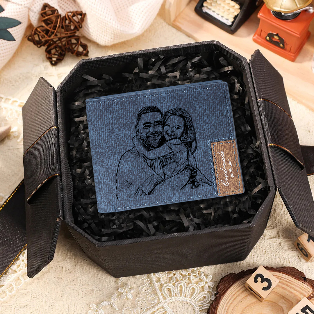 Portafoglio Uomo Personalizzato – Incisione 1 Foto & Testo – Regalo Speciale per Papà o Lui | Jessemade