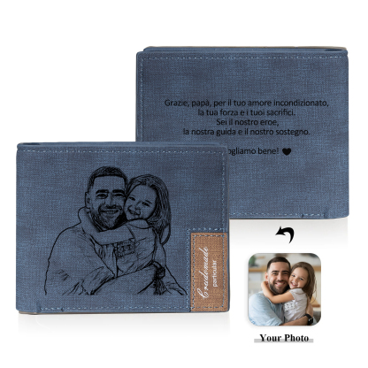 Portafoglio Uomo Personalizzato – Incisione 1 Foto & Testo – Regalo Speciale per Papà o Lui | Jessemade