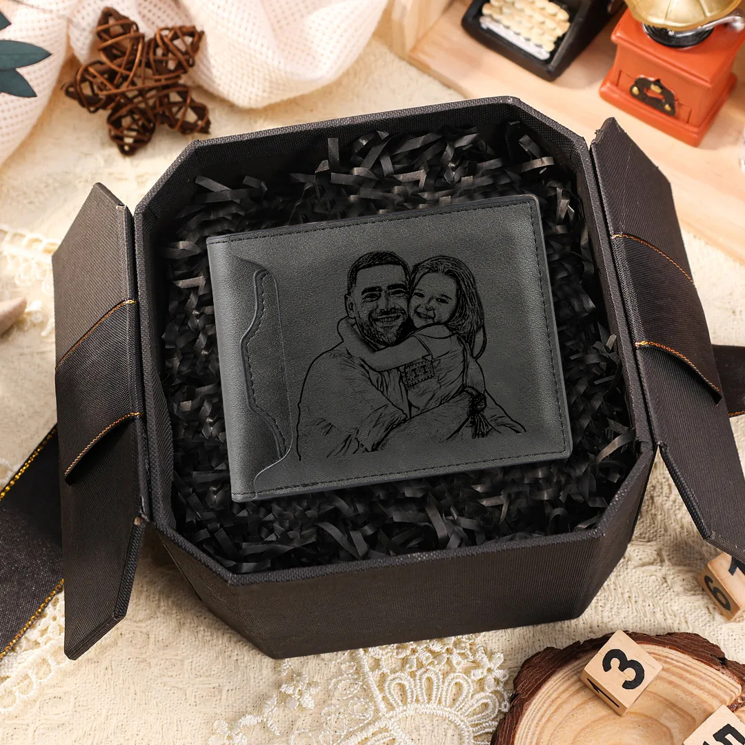 Portafoglio Uomo Personalizzato – Incisione 1 Foto, Nome & Lettera – Regalo Speciale per Papà o Lui | Jessemade