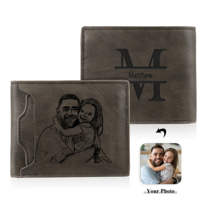 Portafoglio Uomo Personalizzato – Incisione 1 Foto, Nome & Lettera – Regalo Speciale per Papà o Lui | Jessemade