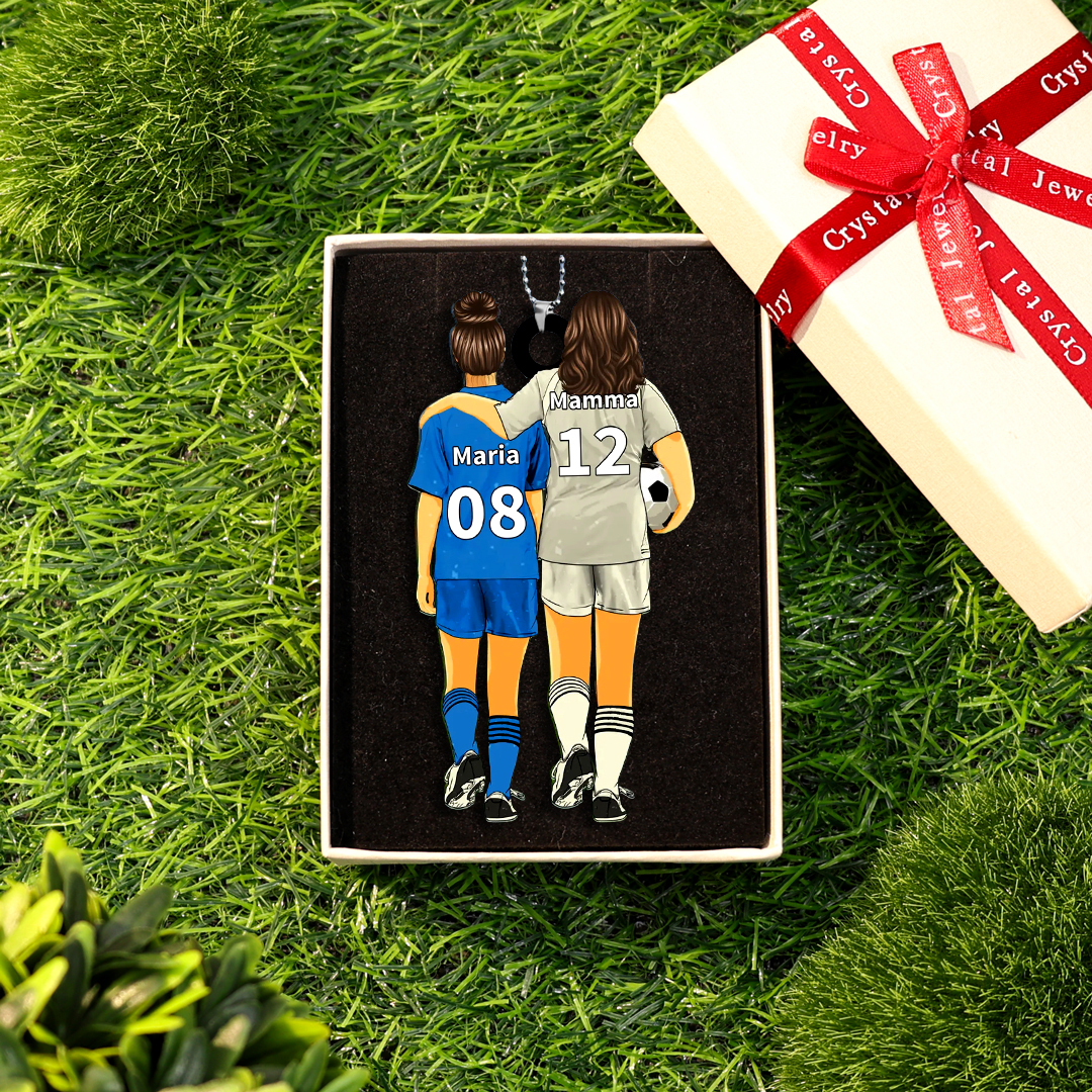 Portachiavi Acrilico Personalizzato – Mamma & Figlio/Figlia con Nome – Accessorio Calcio Regalo Speciale | Jessemade