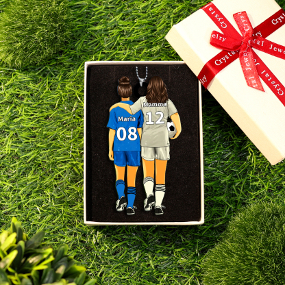 Portachiavi Acrilico Personalizzato – Mamma & Figlio/Figlia con Nome – Accessorio Calcio Regalo Speciale | Jessemade