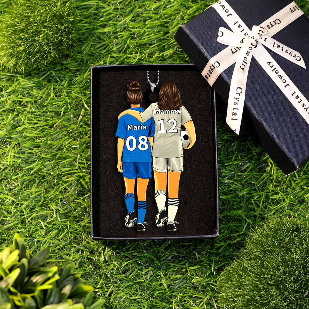 Portachiavi Acrilico Personalizzato – Mamma & Figlio/Figlia con Nome – Accessorio Calcio Regalo Speciale | Jessemade