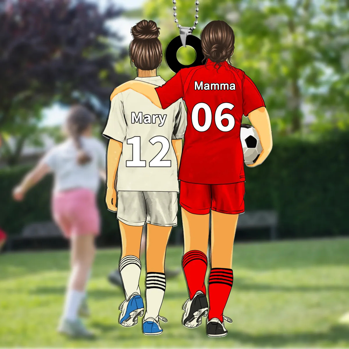 Portachiavi Acrilico Personalizzato – Mamma & Figlio/Figlia con Nome – Accessorio Calcio Regalo Speciale | Jessemade
