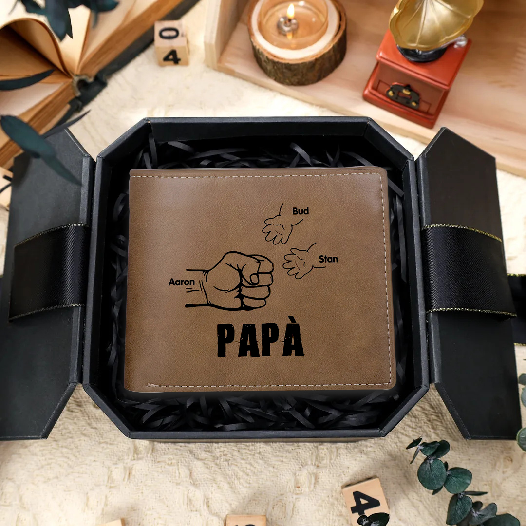 Portafoglio in Pelle Personalizzato con 3 Nomi – Idea Regalo Perfetta 
