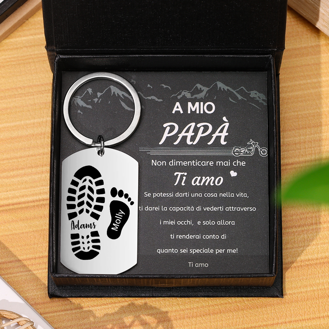 Portachiavi Personalizzato per Uomo – Incisione di 2 Nomi & Foto – Regalo Speciale per Papà/Nonno | Jessemade
