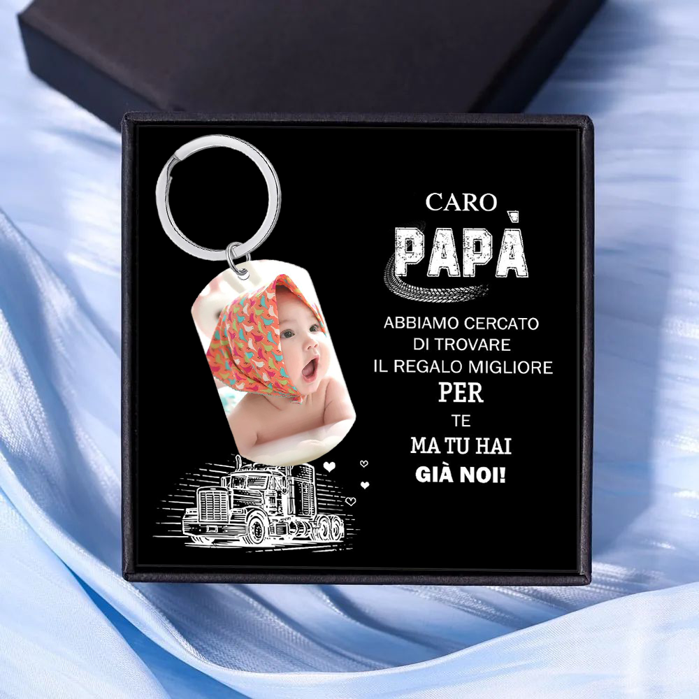 Portachiavi Personalizzato con Foto, Nome, Data e Orologio – Regalo Elegante per Papà/Mamma | Jessemade