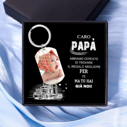 Portachiavi Personalizzato con Foto, Nome, Data e Orologio – Regalo Elegante per Papà/Mamma | Jessemade