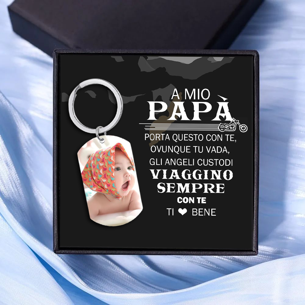 Portachiavi Personalizzato con Foto, Nome, Data e Orologio – Regalo Elegante per Papà/Mamma | Jessemade