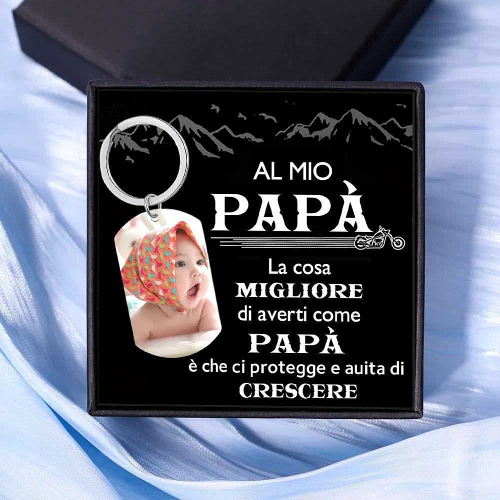 Portachiavi Personalizzato con Foto, Nome, Data e Orologio – Regalo Elegante per Papà/Mamma | Jessemade