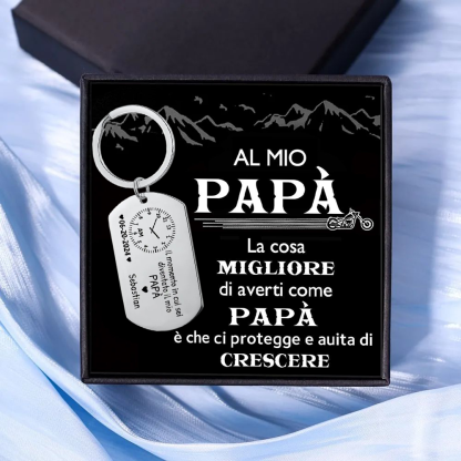 Portachiavi Personalizzato con Foto, Nome, Data e Orologio – Regalo Elegante per Papà/Mamma | Jessemade