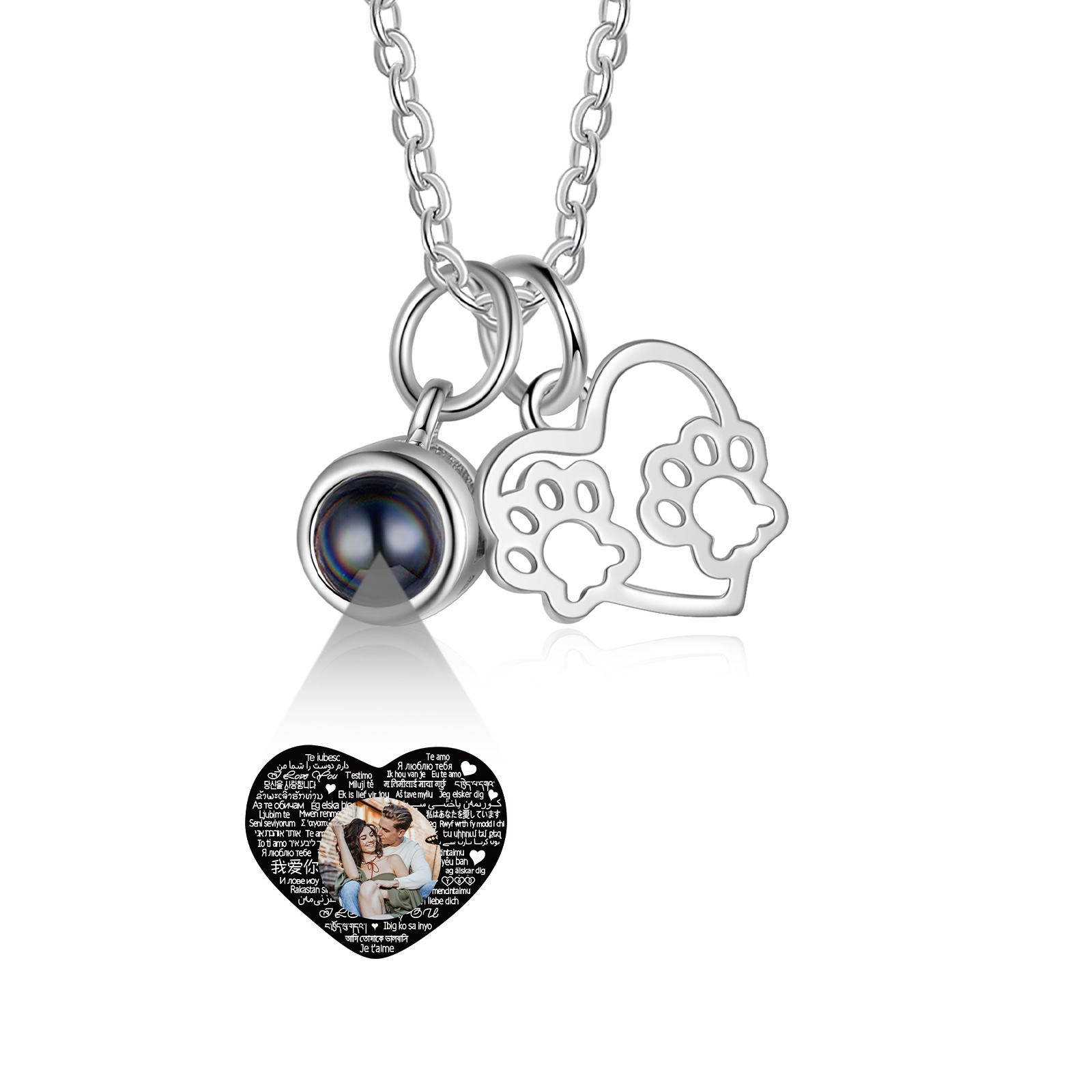 Collana con proiezione fotografica personalizzata con corda nera – & Co
