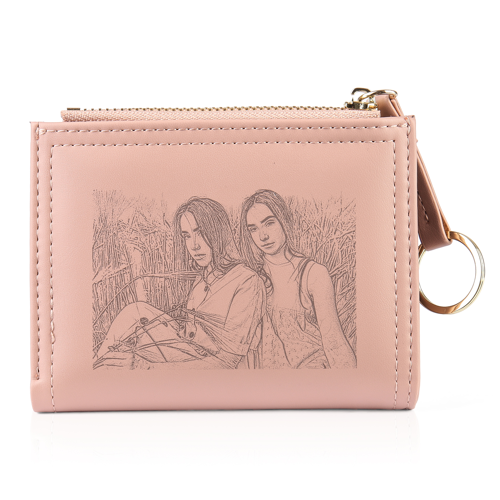Portafoglio da donna in pelle PU con 1 foto e 1 testo personalizzati