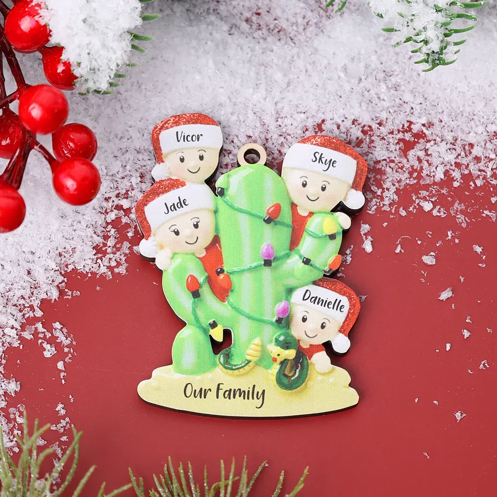 Bianco Natale mille candele... Ornamenti cactus ciondolo per albero di Natale 3 nomi personalizzati