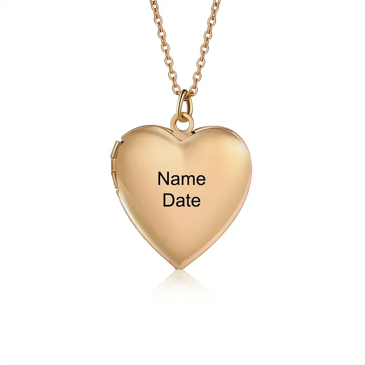 Collana acciaio inox con un ciondolo di cuore 1 foto 1 nome e 1 data personalizzabili per coppia