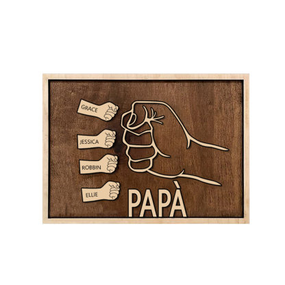 Targa di legno pugno a pugno 4 nomi personalizzabile regalo per papà