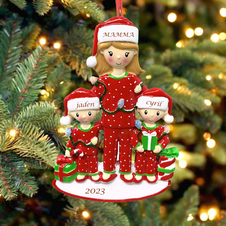 Natale con mio figlio ornamento natalizio 3 nomi personalizzabili