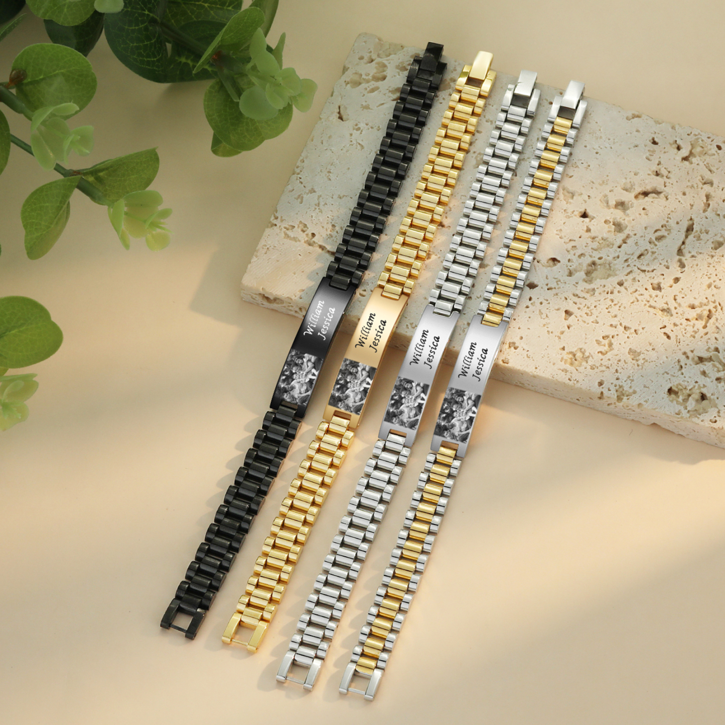 Bracciale da uomo acciaio inox con foto personalizzato