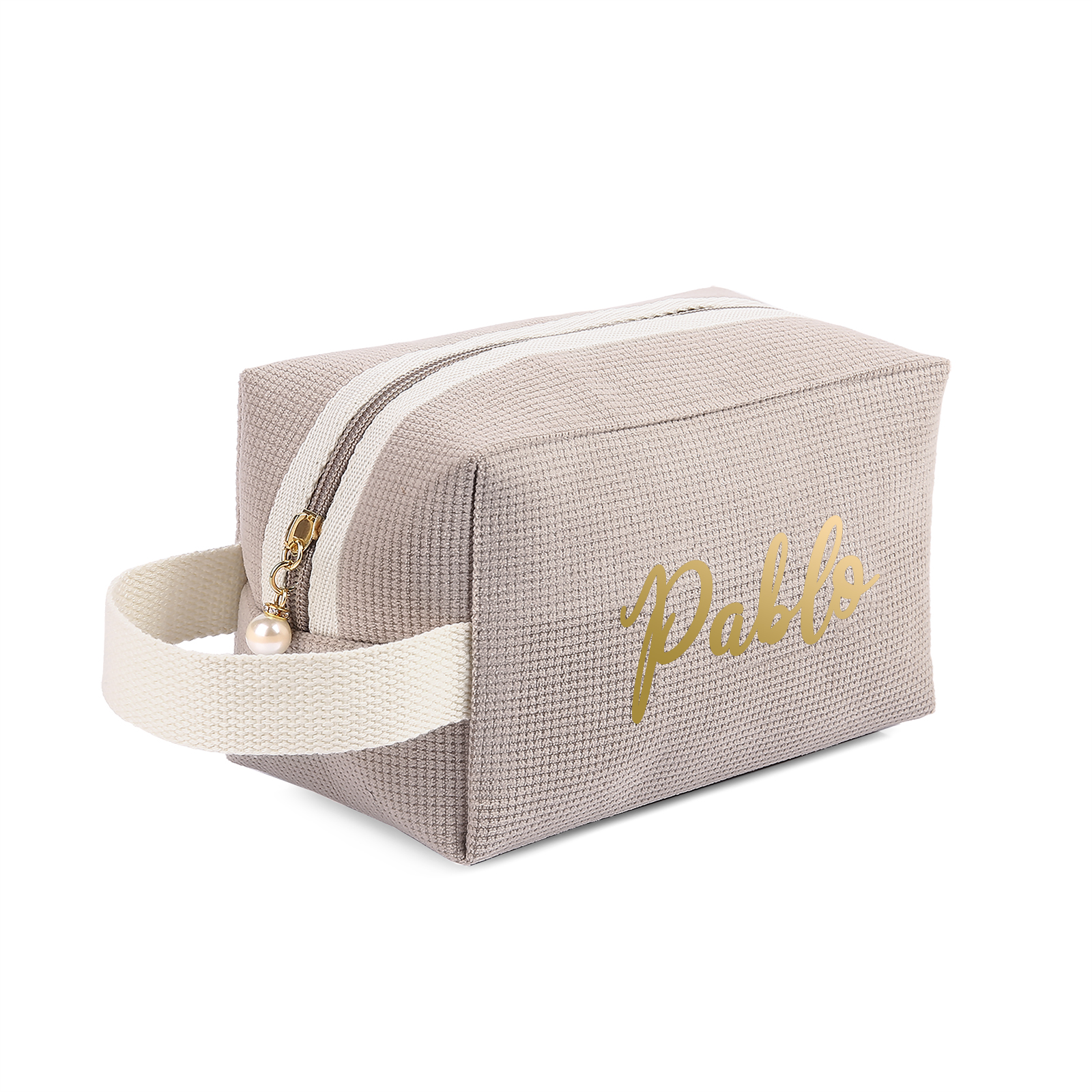 Borsa portabile per cosmetici in velluto a coste per donna 1 nome personalizzato regalo per donna