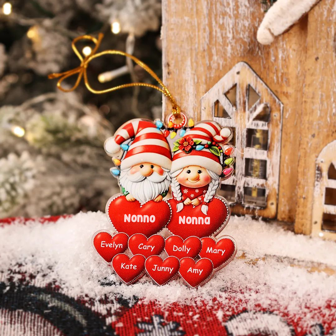 Nonna e Nonno-Portachiavi/Pendente acrilico con cuore e nomi personalizzati regalo per famiglia