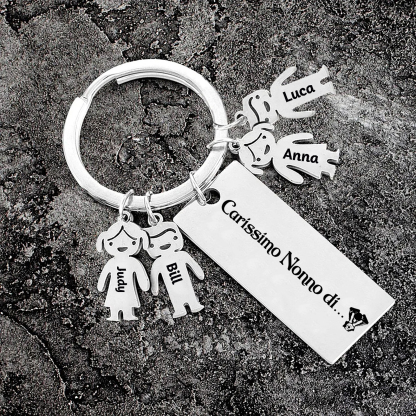 Portachiavi con ciondolo bambino 4 nomi personalizzati regalo per nonno festa dei nonni