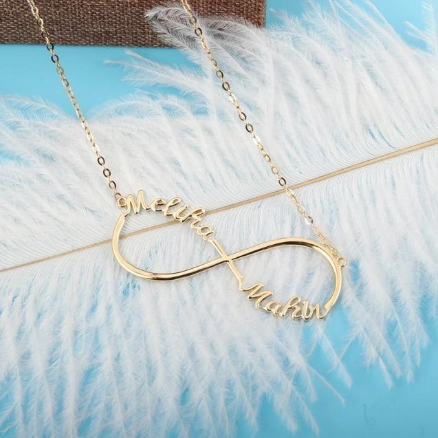 Collana infinito con 2 nomi in argento 925