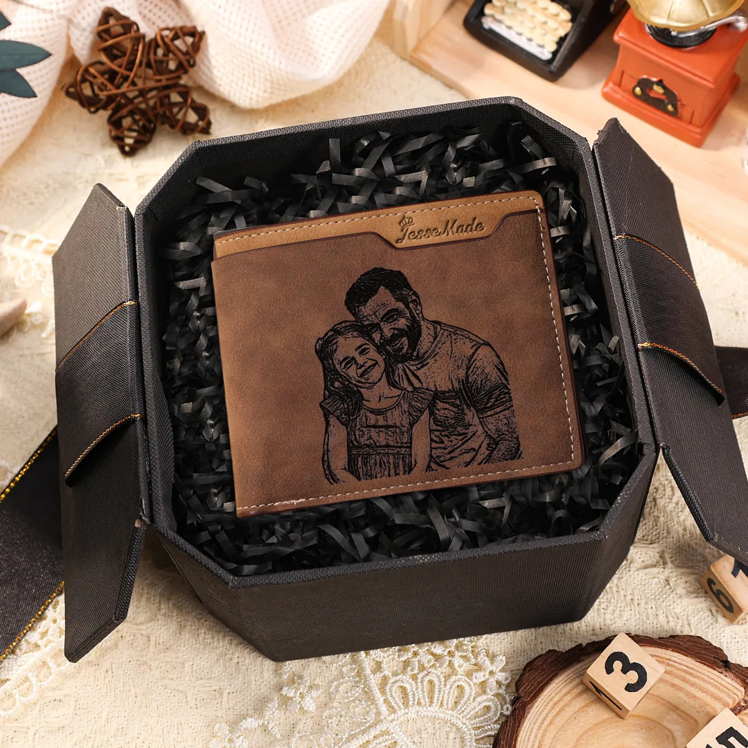 Portafoglio Personalizzato in Pelle PU con Foto, Testo, Iniziale e Dat