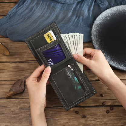 Portafoglio in PU pelle da uomo 1 nome 1 lettera e 1 foto personalizzabili regalo per uomo