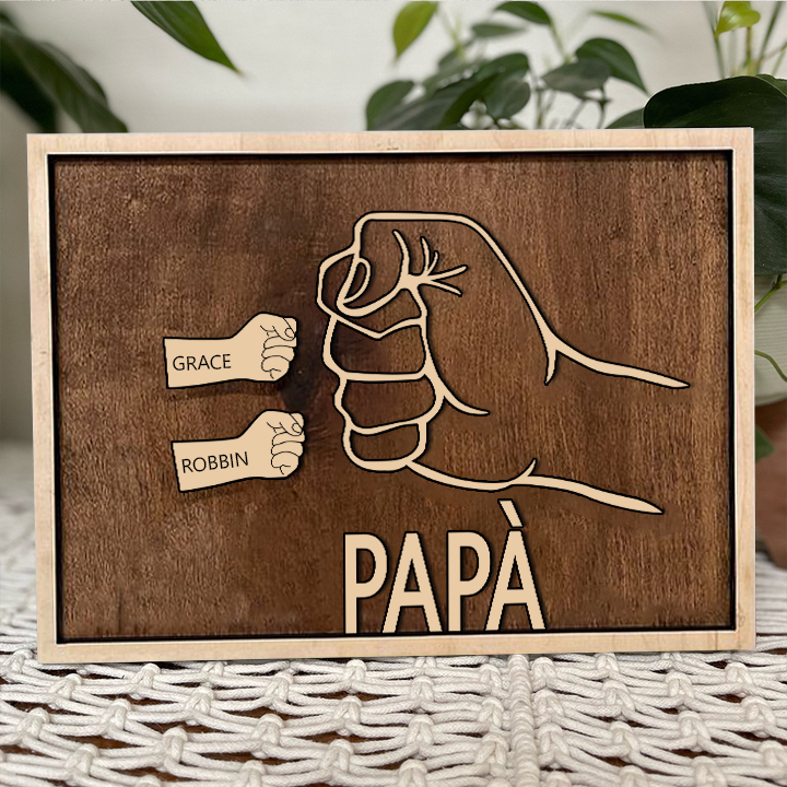 Targa di legno pugno a pugno 2 nomi personalizzabile regalo per papà