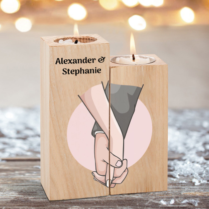 Candeliere Mano nella mano personalizzato con 1 nome regalo per coppia