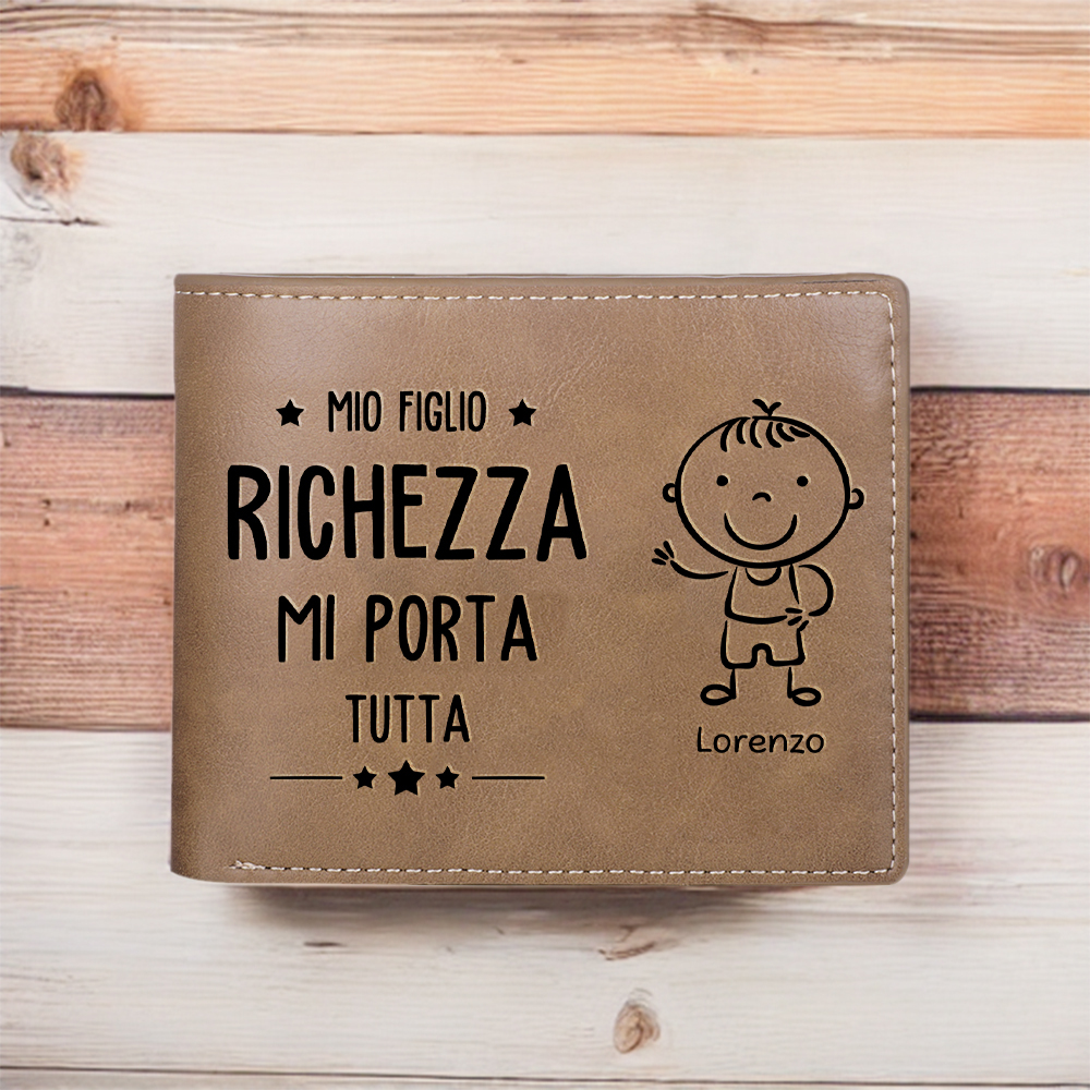 Portafoglio PU Leather da uomo regalo per padre personalizzato 1 nome riunione della famiglia