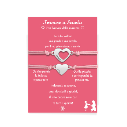 2PCS Braccialetto cuore regorabile regalo per Mamma e figlia con carta
