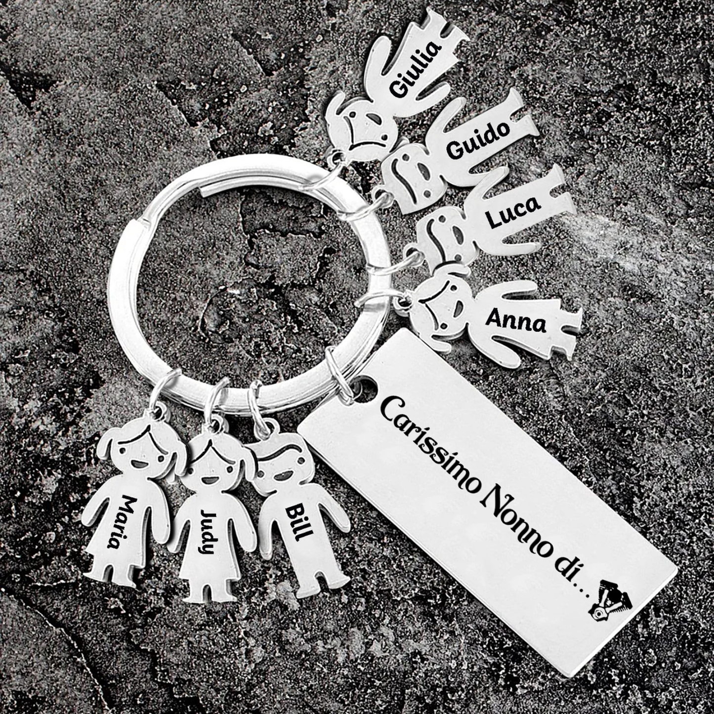 Portachiavi con ciondolo bambino 7 nomi personalizzati regalo per nonno festa dei nonni