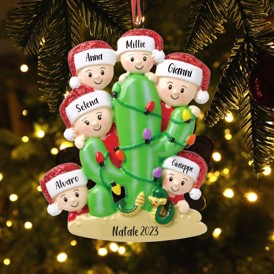 Bianco Natale mille candele... Ornamenti cactus ciondolo per albero di Natale 6 nomi personalizzati